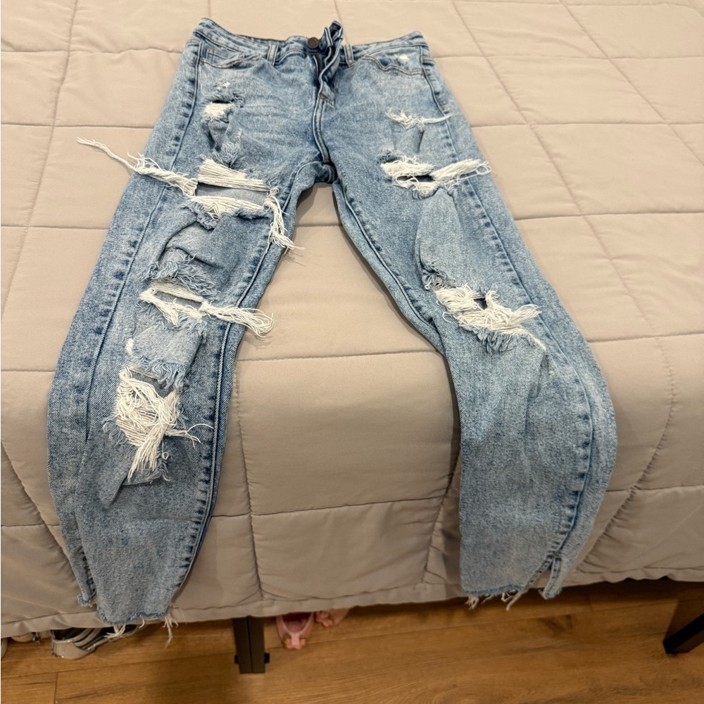 Cello Light Blue Distressed Boyfriend Jeans